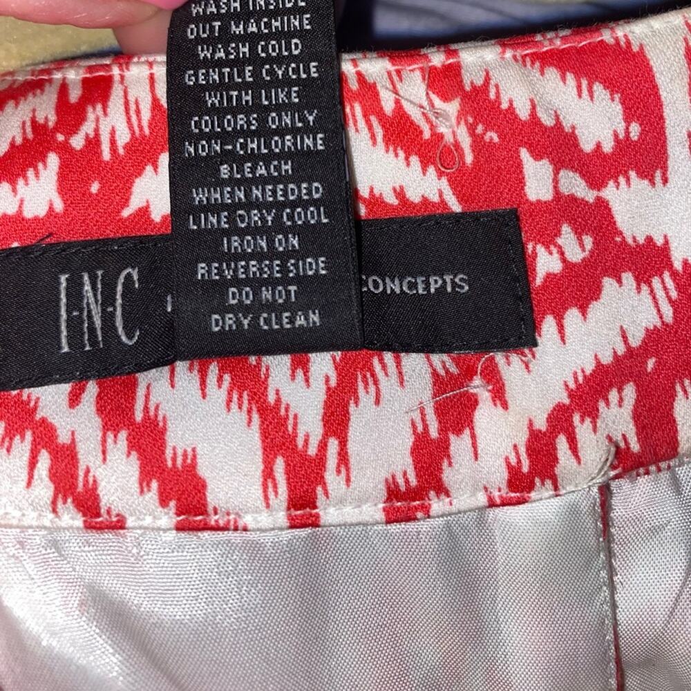 INC International Concepts woman’s Coral & White sleeveless Dress Size 12 Beaded - Picture 7 of 16
